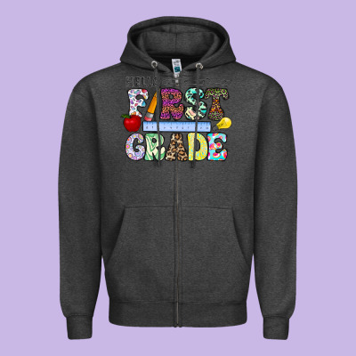 Hellofirstgrade Zipper Hoodie Designed By Cowhidedigitalart