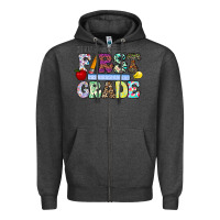 Charcoal Heather hellofirstgrade Zipper Hoodie - CowhideDigitalArt