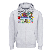 Heather Grey hellofirstgrade Zipper Hoodie - CowhideDigitalArt