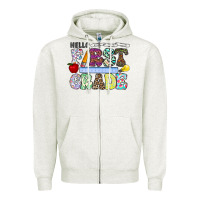 Oatmeal Heather hellofirstgrade Zipper Hoodie - CowhideDigitalArt