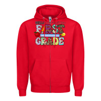 Red hellofirstgrade Zipper Hoodie - CowhideDigitalArt
