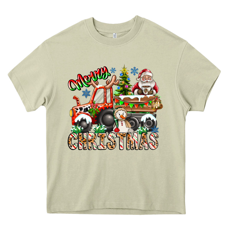 Merry Christmas  Tractor Heavy Core Tee by CowhideDigitalArt | Teevron