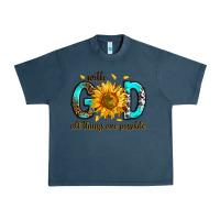 Midnight Navy with god all things possible Urban Heavy Tee - RanaPortraitStore