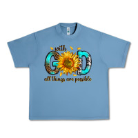 Pebble Blue with god all things possible Urban Heavy Tee - RanaPortraitStore