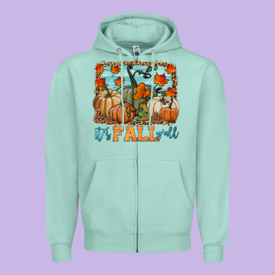 It's Fall Y'all Zipper Hoodie Designed By Hra Design Shop
