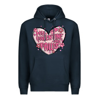 Navy my valentine has paws Premium Hoodie - MaliasSmallBusiness