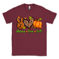 Burgundy peace love fall Classic Tee - Zillion Design Studio