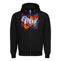Black American mini heart Zipper Hoodie - Neo Western