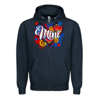 Navy American mini heart Zipper Hoodie - Neo Western
