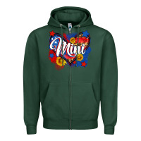 Sports Green American mini heart Zipper Hoodie - Neo Western