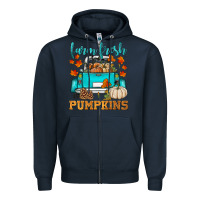 Navy farm fresh pumpkins Zipper Hoodie - HRA Design Shop