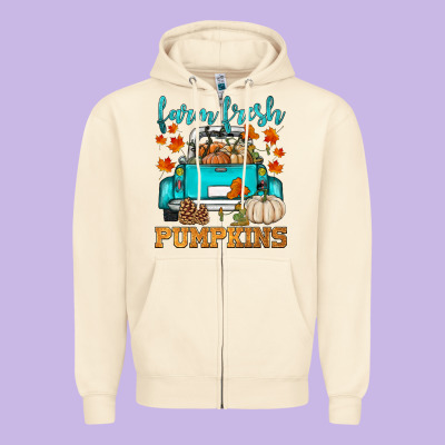 Farm Fresh Pumpkins Zipper Hoodie Designed By Hra Design Shop