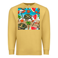 Antique Gold tortoise watermelon beach seamless pattern Premium Sweatshirt - BundleAndBundleShop