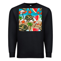 Black tortoise watermelon beach seamless pattern Premium Sweatshirt - BundleAndBundleShop