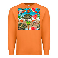 Carrot tortoise watermelon beach seamless pattern Premium Sweatshirt - BundleAndBundleShop