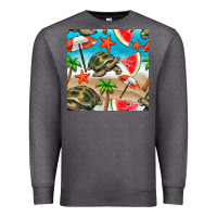 Charcoal Heather tortoise watermelon beach seamless pattern Premium Sweatshirt - BundleAndBundleShop