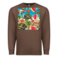 Chestnut tortoise watermelon beach seamless pattern Premium Sweatshirt - BundleAndBundleShop