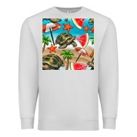 Dove Grey tortoise watermelon beach seamless pattern Premium Sweatshirt - BundleAndBundleShop