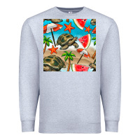 Heather Grey tortoise watermelon beach seamless pattern Premium Sweatshirt - BundleAndBundleShop