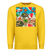 Lemon tortoise watermelon beach seamless pattern Premium Sweatshirt - BundleAndBundleShop