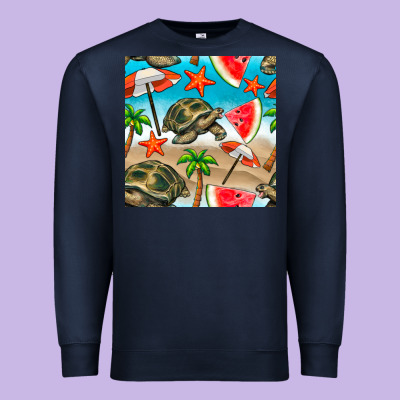 Tortoise Watermelon Beach Seamless Pattern Premium Sweatshirt Designed By Bundleandbundleshop