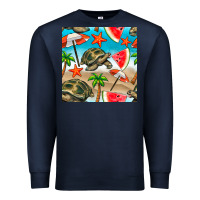 Navy tortoise watermelon beach seamless pattern Premium Sweatshirt - BundleAndBundleShop