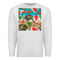 Oatmeal Heather tortoise watermelon beach seamless pattern Premium Sweatshirt - BundleAndBundleShop