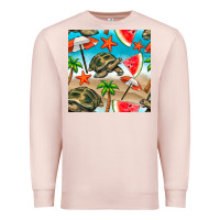 Pale Pink tortoise watermelon beach seamless pattern Premium Sweatshirt - BundleAndBundleShop