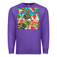 Purple tortoise watermelon beach seamless pattern Premium Sweatshirt - BundleAndBundleShop