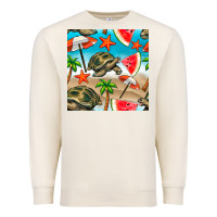 Sandshell tortoise watermelon beach seamless pattern Premium Sweatshirt - BundleAndBundleShop
