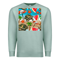 Seafoam tortoise watermelon beach seamless pattern Premium Sweatshirt - BundleAndBundleShop