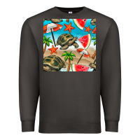 Smoke tortoise watermelon beach seamless pattern Premium Sweatshirt - BundleAndBundleShop
