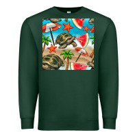 Sports Green tortoise watermelon beach seamless pattern Premium Sweatshirt - BundleAndBundleShop