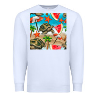 White tortoise watermelon beach seamless pattern Premium Sweatshirt - BundleAndBundleShop