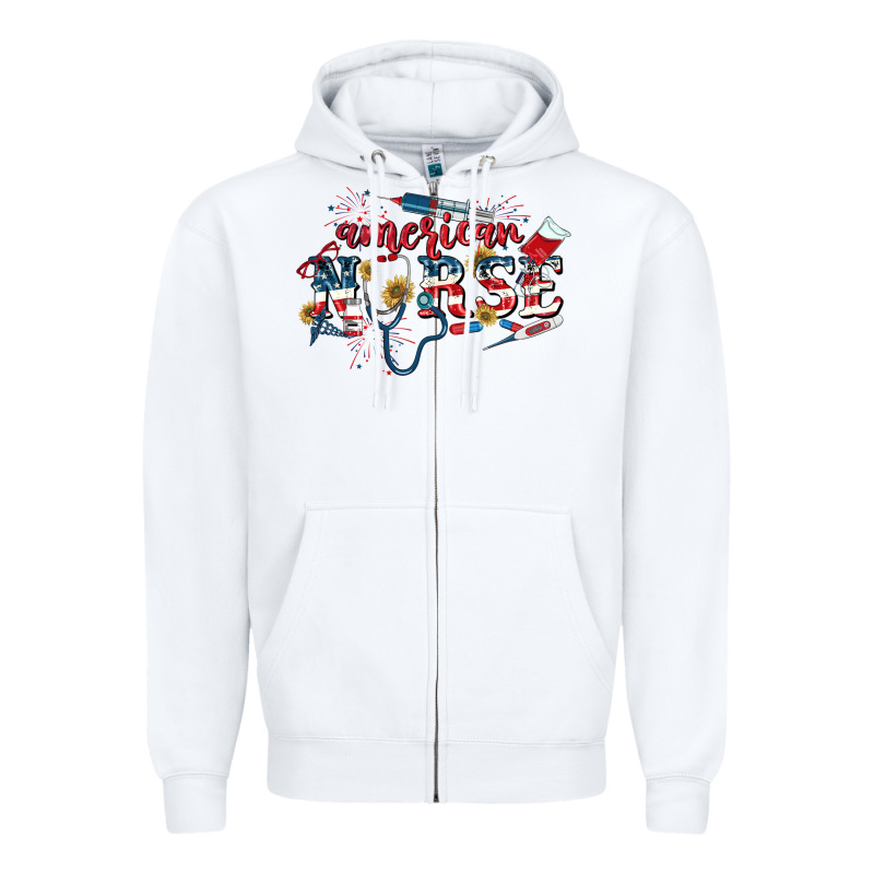 American Nurse 4th Of July Zipper Hoodie by CowGirlArtShop | Teevron