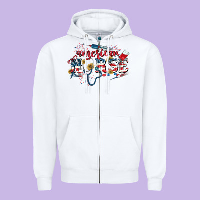 American Nurse 4th Of July Zipper Hoodie Designed By Cowgirlartshop