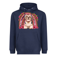Navy shih tzu floral rainbow Heavyweight Hoodie - JahusDesignShop