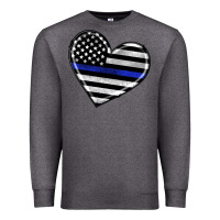 Charcoal Heather american thin blue line flag Premium Sweatshirt - Artiststas