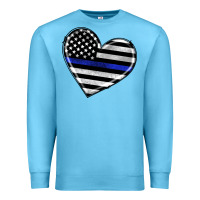 Ocean Blue american thin blue line flag Premium Sweatshirt - Artiststas