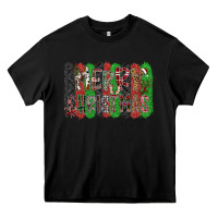 Black Merry Christmas Heavy Core Tee - CowhideDigitalArt