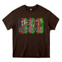 Chocolate Brown Merry Christmas Heavy Core Tee - CowhideDigitalArt
