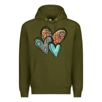 Army Green western love hearts Premium Hoodie - MaliasSmallBusiness
