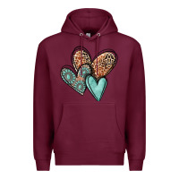Burgundy western love hearts Premium Hoodie - MaliasSmallBusiness