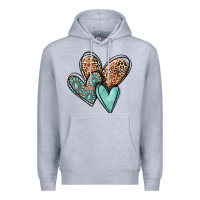 Heather Grey western love hearts Premium Hoodie - MaliasSmallBusiness