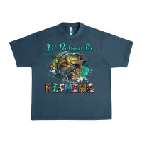 Midnight Navy i'd rather be fishing Urban Heavy Tee - RanaPortraitStore