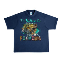 Navy i'd rather be fishing Urban Heavy Tee - RanaPortraitStore
