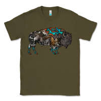 Army Green cowhide bison Classic Tee - RanaPortraitStore
