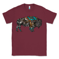 Burgundy cowhide bison Classic Tee - RanaPortraitStore