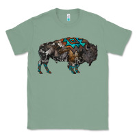 Sage cowhide bison Classic Tee - RanaPortraitStore