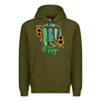Army Green Virgo Zodiac Sign Sunflower Leopard Serape Premium Hoodie - RanaPortraitStore